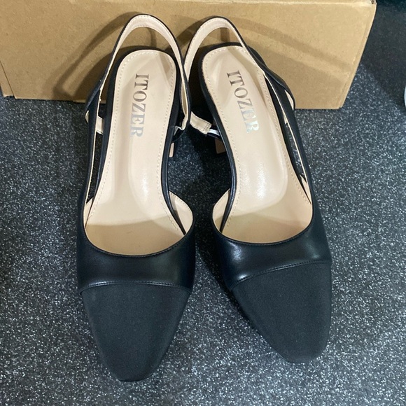 Slingback Heels Strap Closed Round Toe Heels Dress Casual Size 36 ( 7 ) - Picture 12 of 12